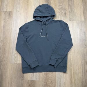 Armani Exchange Hoodie Mens Large Gray Milano New York Logo Fleece Pullover